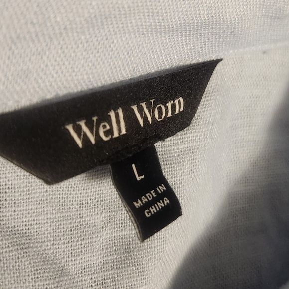 WELL WORN Light Blue Button-Up Front  Shirt Dress Size L. - Picture 2 of 9